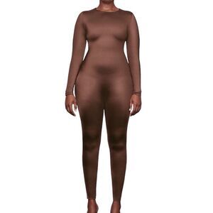 Skims Brown Long Sleeve Shape Wear Bodysuit Catsuit Size Small